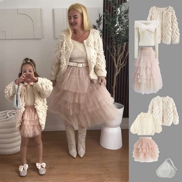 Chicwish Womens soft heart shaped balls Thick open Cardigan Sweater ivory cream - Picture 5 of 16